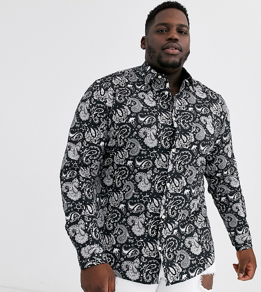 Only & Sons - Slim-fit overhemd met paisleyprint in zwart