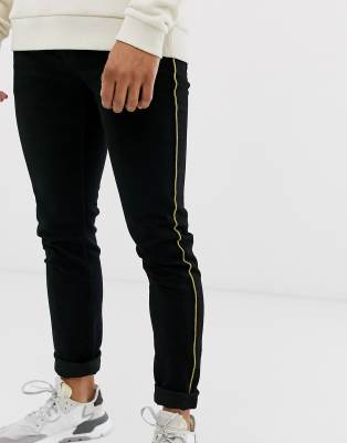 Black side 2025 stripe jeans