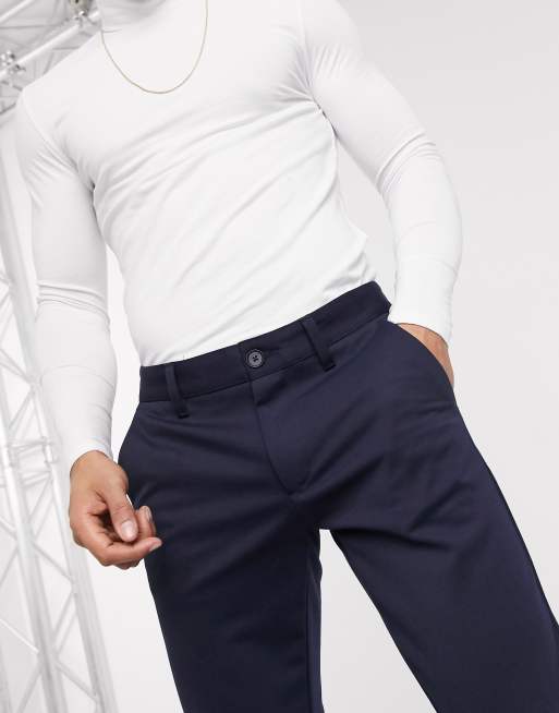 Only & Sons - Slim-fit smaltoelopende broek in marineblauw, 3 van 4