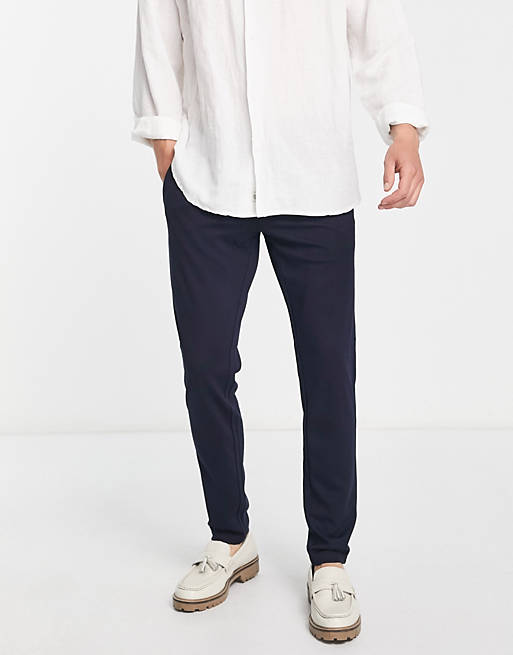 Only & Sons - Slim-fit smaltoelopende broek in marineblauw
