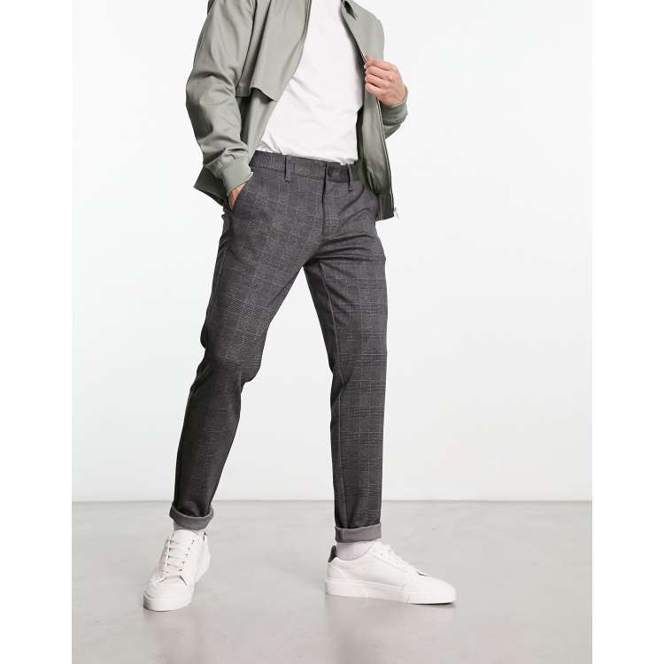 Grey check sale trousers mens