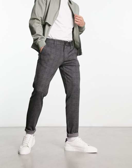 Dark grey check skinny fit hot sale smart trousers