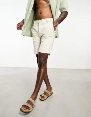 ONLY & SONS slim fit smart short in beige