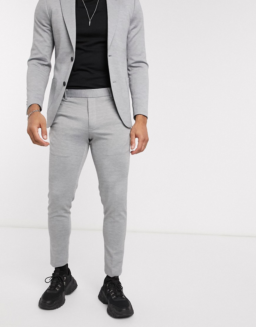 Only & Sons slim fit soft deconstructed suit pants in gray-Grey