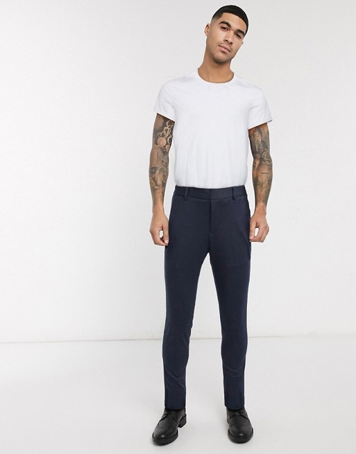Only & Sons slim fit soft deconstructed suit trousers in navy