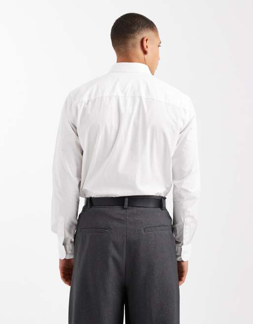 Only & Sons slim fit stretch poplin shirt in white UAE