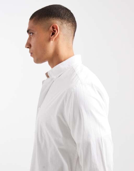 Only & Sons slim fit stretch poplin shirt in white