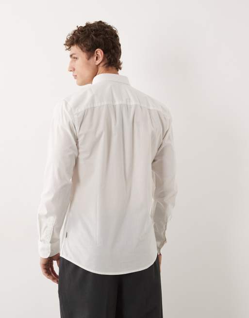 Only & Sons slim fit stretch poplin shirt in white, 5 of 7