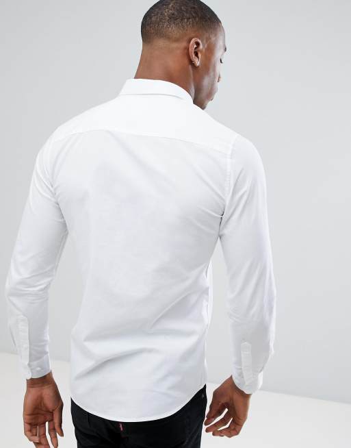 Only & Sons slim fit stretch poplin shirt in white, 2 of 4