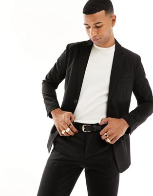 Only & Sons slim fit suit jacket in black  - ASOS Price Checker