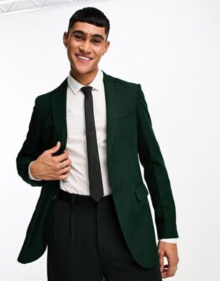Only & Sons slim fit suit jacket in dark green