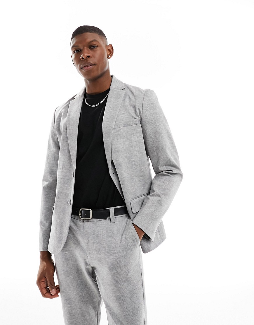 ONLY & SONS slim fit suit jacket in grey check