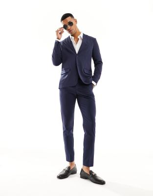 Only & Sons slim fit suit jacket in navy - ASOS Price Checker