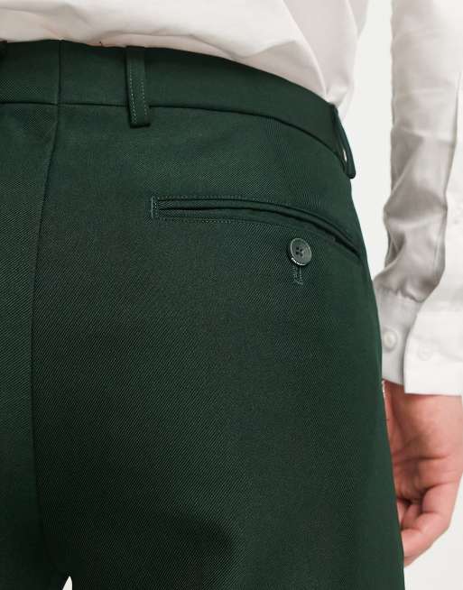 Only & Sons slim fit suit pants in dark green 