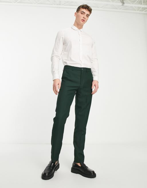 Only & Sons slim fit suit pants in dark green 