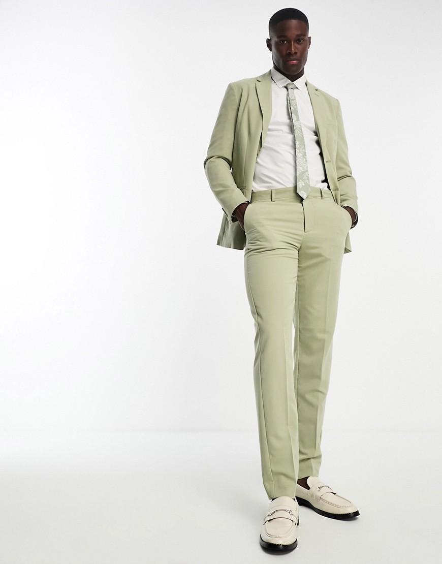 Only & Sons slim fit suit trousers in dusty olive-Green