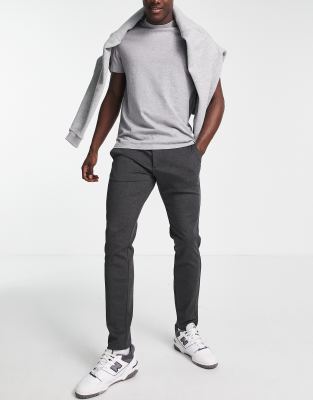 slim fit tapered pants in dark gray