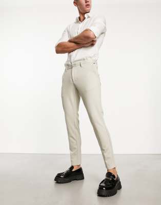 Only & Sons Slim Fit Tapered Smart Pants In Beige-neutral