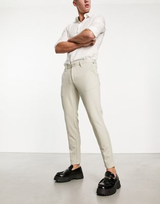 Only & Sons slim fit tapered trousers in beige