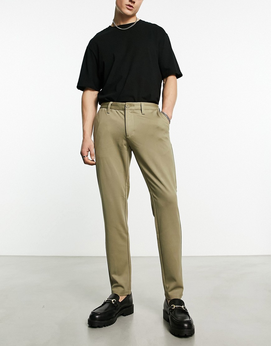 ONLY & SONS slim fit tapered trousers in sage green