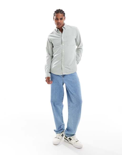 Only & Sons - Slim oxford-skjorte med knapper i grøn, 4 af 4