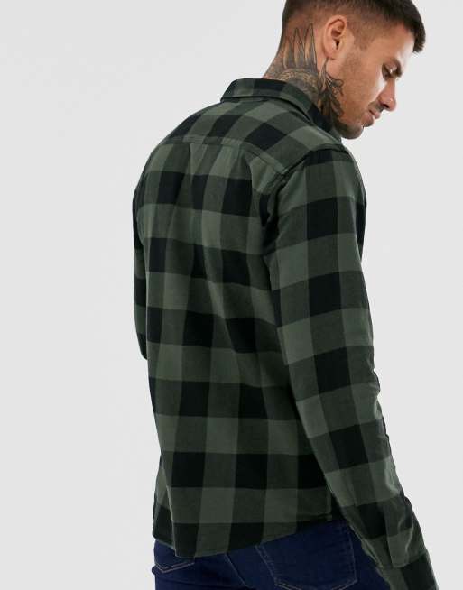 Only & Sons slim shirt in khaki brushed check cotton, 2 of 4