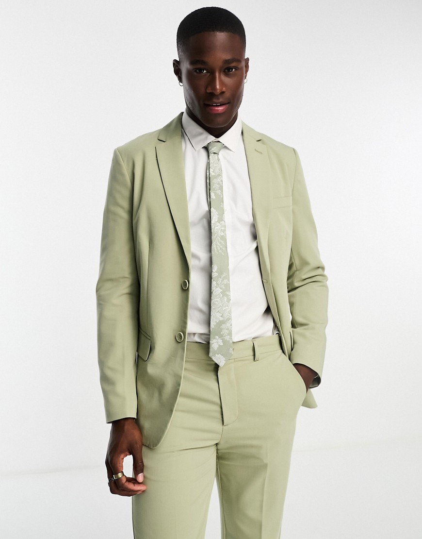 Only & Sons slim suit jacket in dusty olive-Green