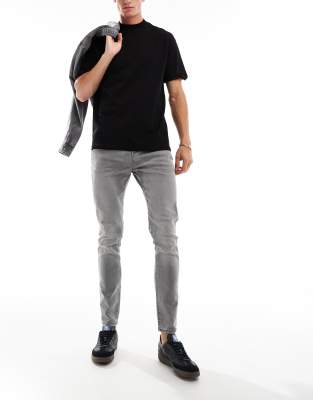 ONLY & SONS slim tapered fit jeans in washed grey-Black