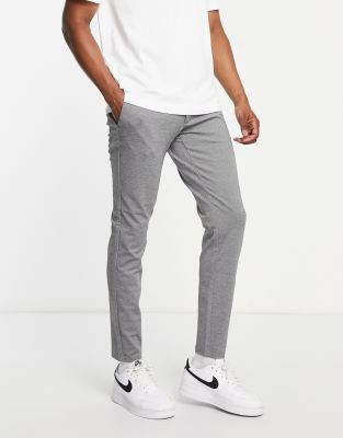 slim tapered fit pants in gray