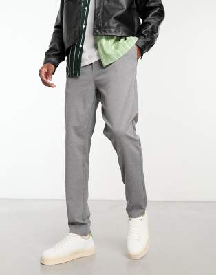 slim tapered fit pants in gray