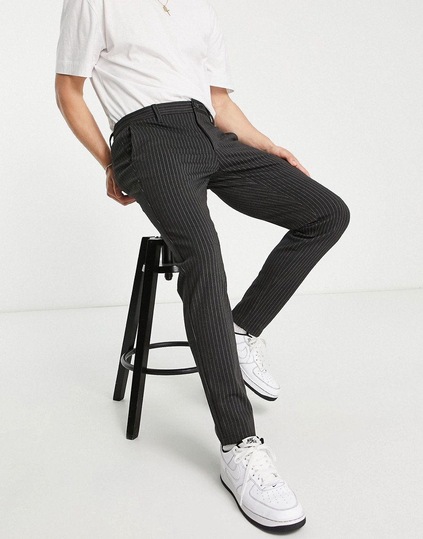 ONLY & SONS slim tapered fit trousers in black