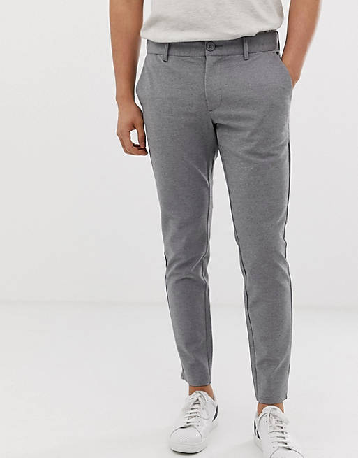 Only & Sons slim tapered fit trousers in grey