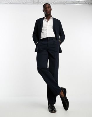 Only & Sons slim tapered suit trousers in navy - ASOS Price Checker