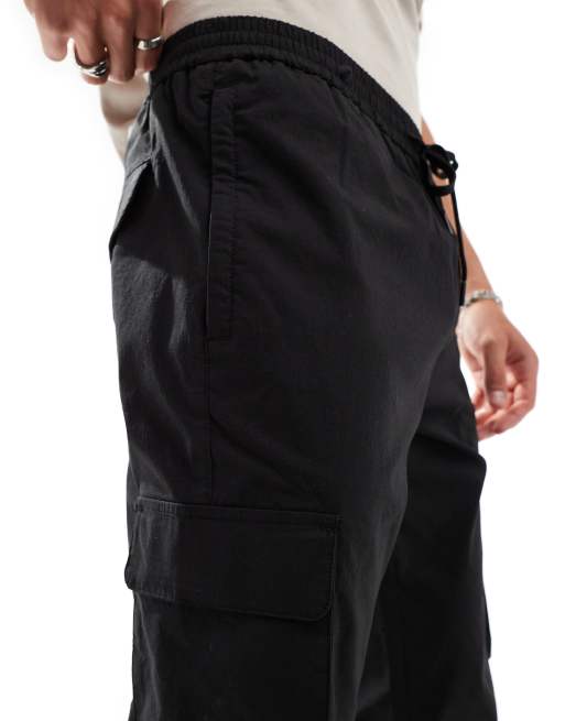 ONLY & SONS slim tech cargo pants in black