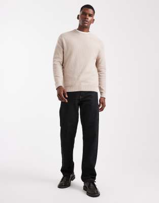 Only & Sons Slim Waffle Knit In Brown