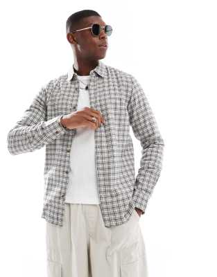 ONLY & SONS ONLY & SONS small check shirt in cream-White