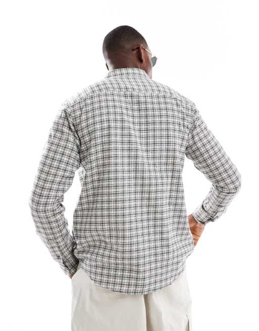 ONLY & SONS small plaid shirt in cream, 3 of 4