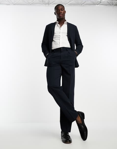 Only & Sons - Smalle, tapered habitbukser i marineblå - view 1