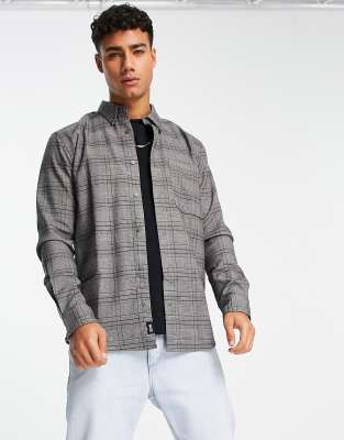 Only & Sons smart check overshirt in dark gray