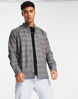 ONLY & SONS smart check overshirt in dark grey