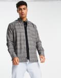 [ONLY & SONS] Only & Sons smart check overshirt in dark grey S Dark Grey Melange