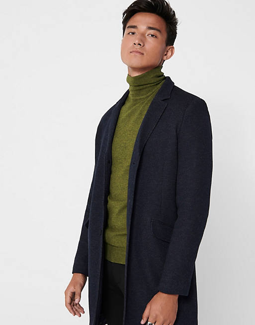Jackets & Coats Only & Sons smart jersey overcoat in navy 