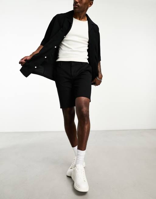 Only & Sons smart jersey shorts in black , 4 of 4