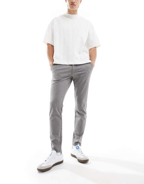 ONLY & SONS smart tapered fit trouser in light grey - view 1