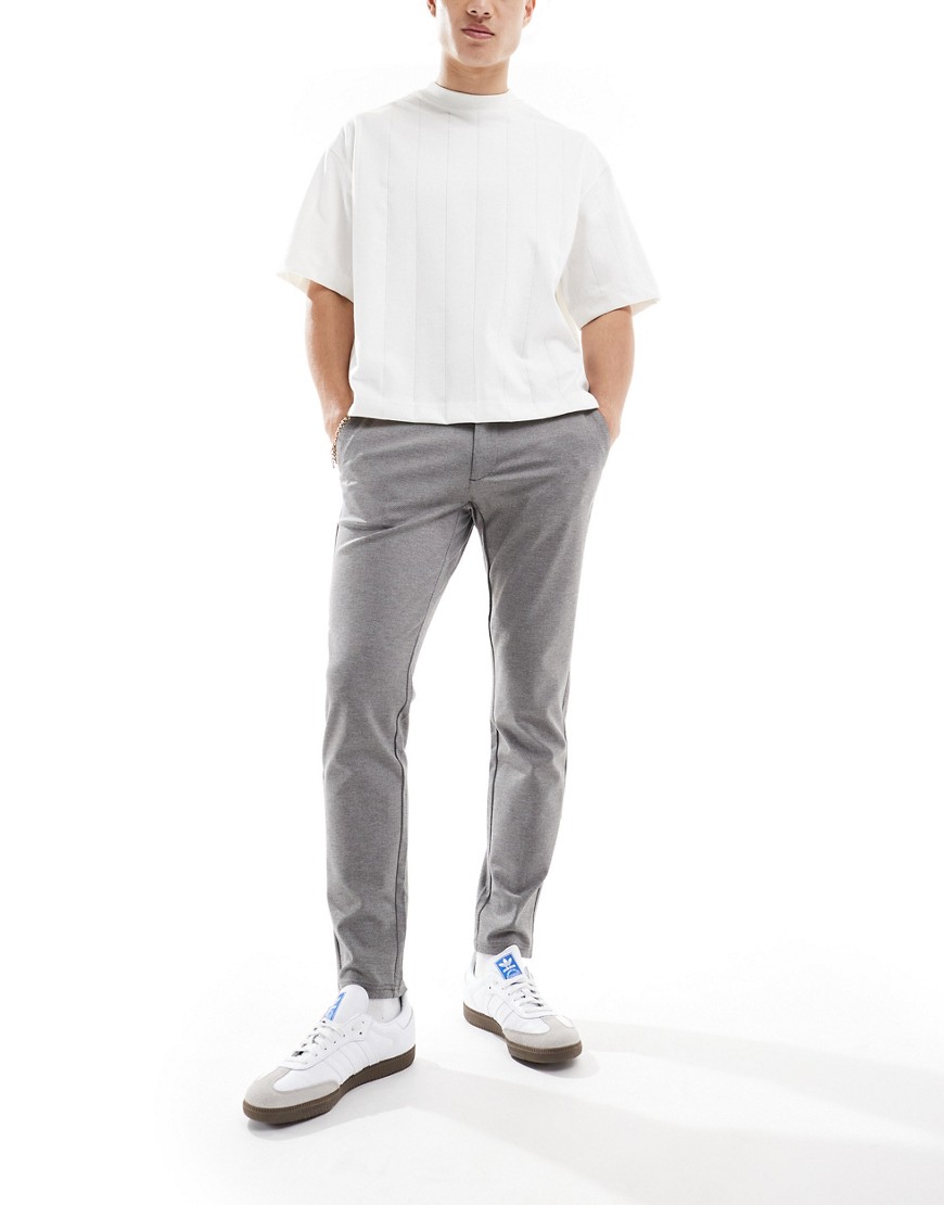 ONLY & SONS smart tapered fit trouser in light grey