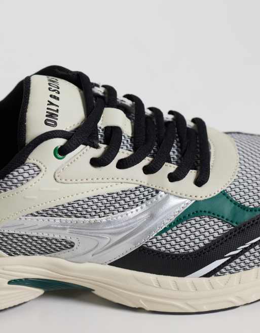 ONLY & SONS sneakers in cream and silver, 3 of 5