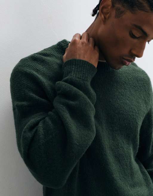 ONLY & SONS soft touch light knit sweater in dark green, 3 of 5