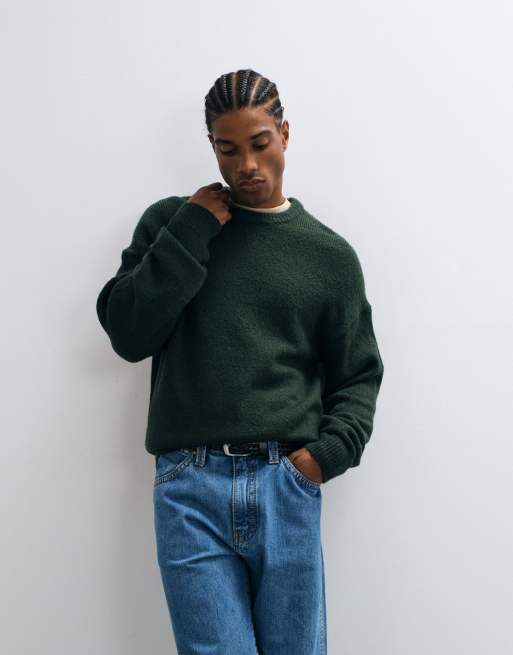 ONLY & SONS soft touch light knit sweater in dark green, 5 of 5