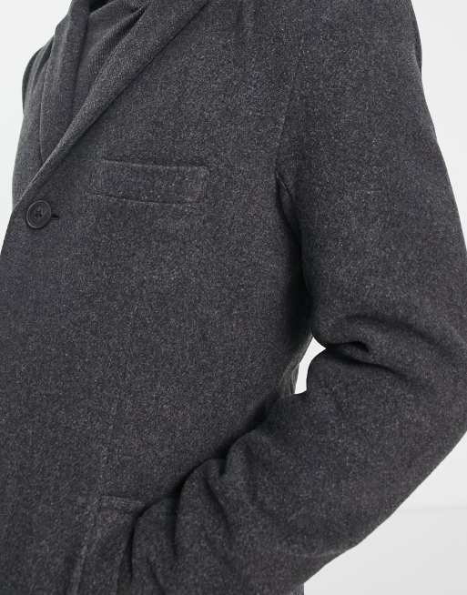 Only & Sons - Soprabito grigio scuro mélange in misto lana, 3 di 4