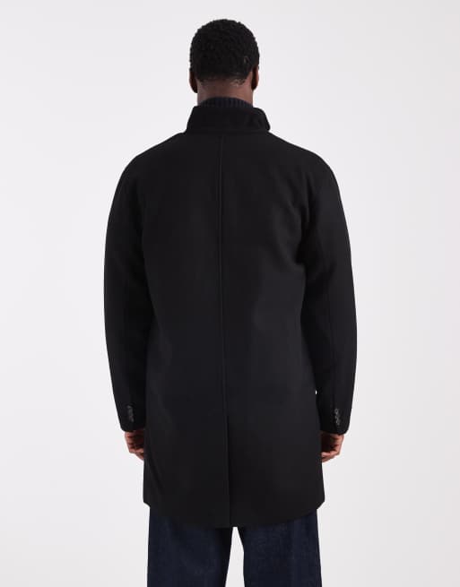 ONLY & SONS - Soprabito nero in misto lana con collo a imbuto, 3 di 5
